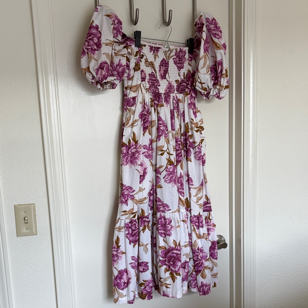 Abercrombie & Fitch Emerson Floral Puff Sleeve Midi Dress - Size XSP - Picture 4 of 10